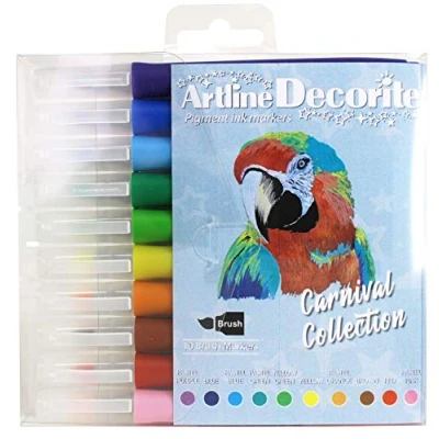 Image of Artline &#039;Decorite&#039; Carnival Collection Brush Marker Pens for Card, Glass, Metal and Plastic