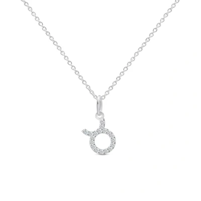 Image of Amberta Women 925 Sterling Silver Zodiac Necklace with Cubic Zirconia Sign Necklace: Taurus