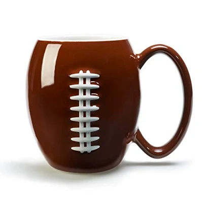 Image of 40YARDS American Football Mug with Raised, Tactile Stitching (600 ml) for Coffee, Tea, Cocoa &amp; More