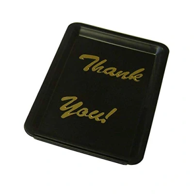 Image of 4.5&quot; x 6.5&quot; Deluxe Tip tray &quot;Thank You&quot; Black.