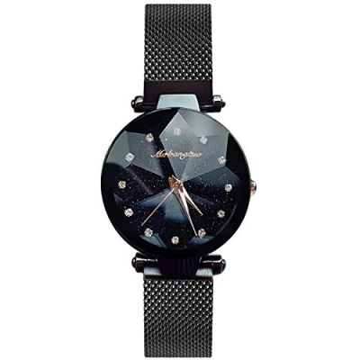 Image of RORIOS Women Watches Analogue Quartz Starry Sky Dial with Stainless Steel Mesh Band Fashion Dress Wrist Watch for Ladies Girls