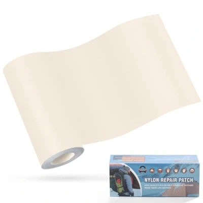 Image of OAZ 10x160 cm Nylon Repair Patches Fabric Patch Self Adhesive Tent Kit Waterproof Lightweight Tape for Clothing Down Jacket Sleeping Bag Beige White