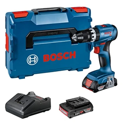 Image of Bosch Professional 18V System Cordless Impact Drill Driver GSB 45 (rotational Speed of 1,900 RPM, 2X 2.0Ah Batteries, GAL 20, L BOXX)