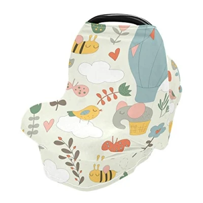 Image of Nursing Cover Breastfeeding Scarf, Animal Colorful Pattern Car Seat Covers for Babies Infant, Stroller Cover, Carseat Canopy Boys Girls