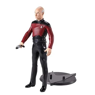 Image of The Noble Collection Star Trek Bendyfigs Picard 7.5in (19cm) Toys Bendable Figure Posable Collectible Doll Figures With Stand