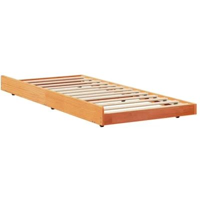 Image of vidaXL Bed Frame Wax Brown Solid Pine Wood 90 x 200 cm Durable
