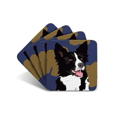 Image of Border Collie Set of 4 Coasters Leslie Gerry Animal Gifts