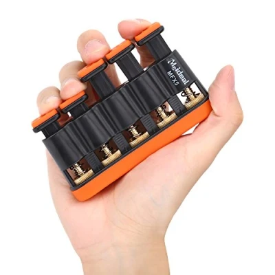 Image of Guitar Finger Exerciser, Hand Strengthener Trainer Tension Exerciser Grip for Piano (Orange)