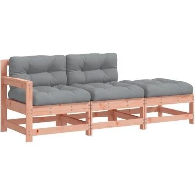 Image of vidaXL 3 Piece Garden Lounge Set with Cushions Solid Wood Douglas
