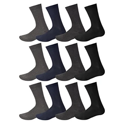 Image of 12 Pairs Mens Designer Patterned Cotton Formal Dress Socks Size UK 6 11 EUR 39 45 (DARK ASSORTED )