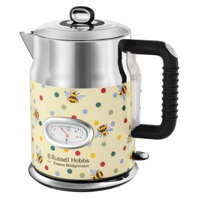 Image of Russell Hobbs Emma Bridgewater Bumble Bee &amp; Polka Dot 1.7L Cordless Electric Kettle (Fast boil 3KW, Removable washable anti scale filter, Pull off lid, Perfect pour spout, Cream) 27240