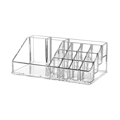 Image of SUL Makeup Organiser, Acrylic Lip Gloss accessories Holder Case, Lipstick Cosmetic organiser Display Stand, 16 Grids Storage Organizer for Dresser, Bedroom, Bathroom(Clear)