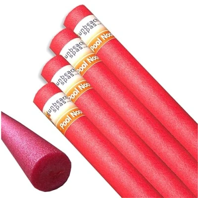 Image of Sunbeach Spas 4x Red Swimming Pool Noodle Float Aid Woggle Logs Noodles Water Flexible