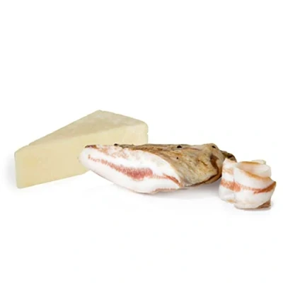 Image of Convenient Mix Roman Tasting Salumi Pasini® Traditional Italian Products Guanciale Slice Vacuum Packed 250g and Pecorino Romano DOP
