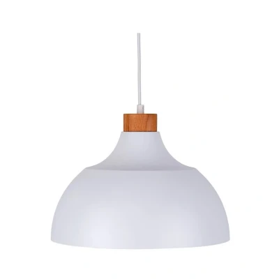 Image of Envostar pendant light Kaitt, wood detail, Ø 34 cm, white