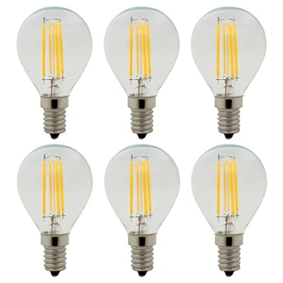 Image of E14 4W G45 Small Edison Screw LED Filament Bulbs, Vintage Mini Globe Bulb, Not Dimmable, Warm White 2700K, 350LM, 40W Incandescent Replacement, 6 Pack