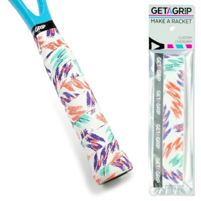 Image of GET A Grip Custom Tennis Racket Tape Anti Slip/Quick Drying Overgrips Precut Badminton with Finishing Squash Tapes (Baseline, 1 Grip)