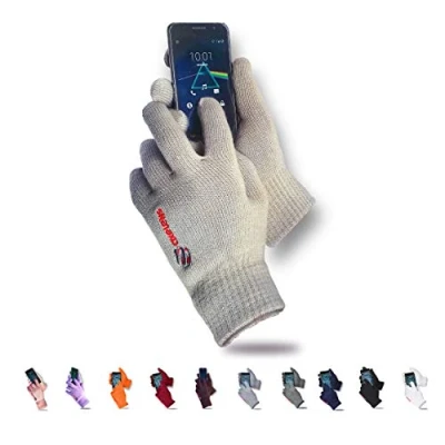 Image of AXELENS Winter Touch Screen Gloves for Men and Women Soft Warm Fleece Knitted Wool Interior Smartphones, Mobile Phones Tablets Gift Box Included BEIGE