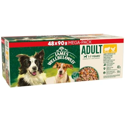 Image of James Wellbeloved Adult Dog Food with Lamb in Gravy Pouch 48 x 90 g