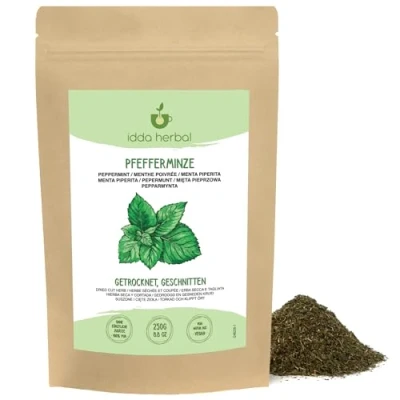 Image of Peppermint Herb Loose Tea (250g, 8.8oz), Cut and Gently Dried Leaves, 100% Natural Pure for Preparation of Herbal Tea, Infusion
