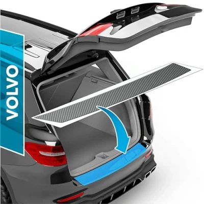 Image of uProtect Car Bumper Protector Full Set For Volvo XC60 2 (II) 246 I 2017 2024 Rear guards cars, anti scratch, Paint Sill Lip Carbon Black