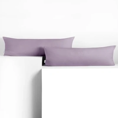 Image of DecoKing 2 Pillowcases 20 x 120 cm Jersey 100% Combed Cotton Zip Purple Amber