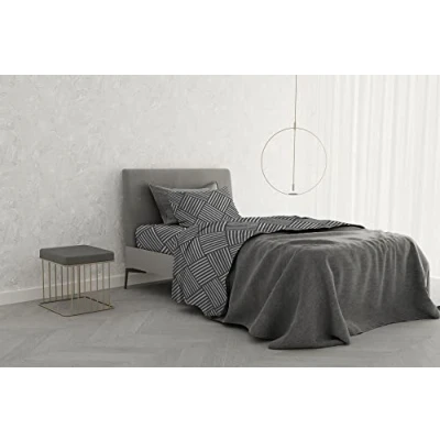 Image of Italian Bed Linen MB Home Basic “Dafne Sheet Set, Linen, Citylife Grey, Single