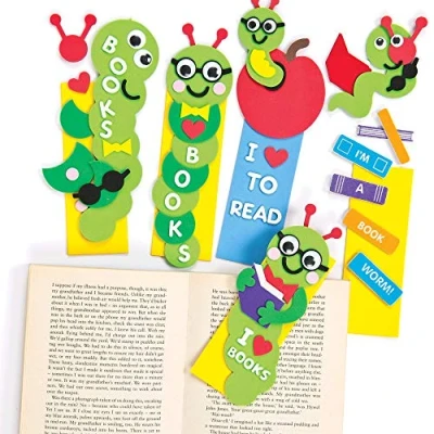Image of Baker Ross EV580 Bookworm Foam Bookmark Kits (Pack of 4)
