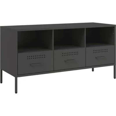 Image of vidaXL TV Cabinet Black 100.5x39x50.5 cm Steel