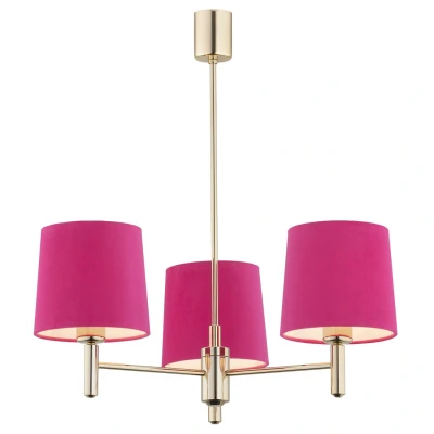 Image of Ponte Multi Arm Pendant Ceiling 3 Light Pink, Dark Brass Steel