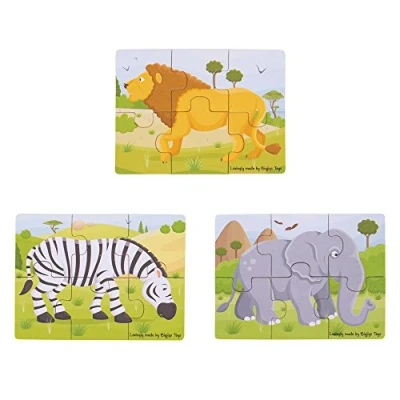 Image of Bigjigs Toys Safari Puzzles Set Wooden Jigsaw