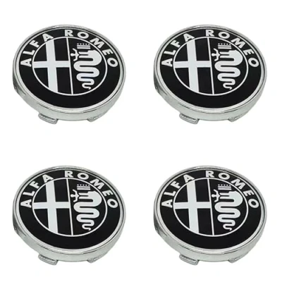 Image of Car Wheel Hub Caps for Alfa Romeo Giulia 2016 2022 2023, Center Cover Centre Covers ABS DustProof Anti Rust Replacement Accessories 4PCS,Black 60MM