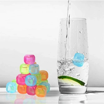Image of Vinsani 20 Pack Water Filled Ice Cubes Reusable Fast Freeze Frozen Cold Drink Freezer Chilled for Drinks Ideal BBQ Parties, Summer Picnics or General Use Multicoloured