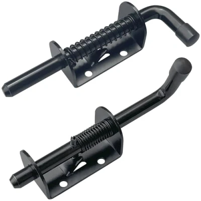 Image of 2 PCS Heavy Duty Spring Bolt Latches Black Gate Latch,Spring Loaded Door Latch