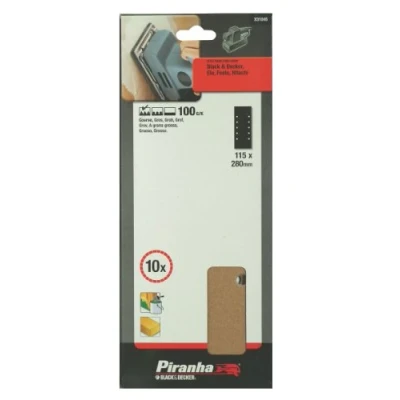 Image of Piranha 10 x 115 280mm Black + Decker/Elu/Festo/Hitachi/Sanding Strips/Punched/Coarse 100 Grit X31045