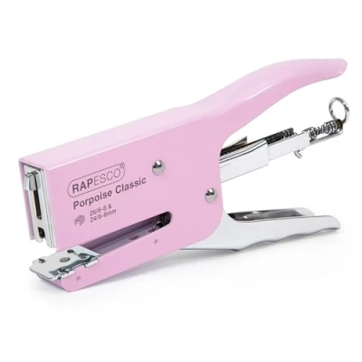 Image of Rapesco 1345 Porpoise Classic Stapling Plier, 45 Sheet Capacity, Candy Pink