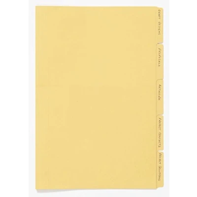 Image of Exacompta Ref FT170 YLWZ Guildhall Tabbed Folders, 345x240mm, 170gsm Lightweight Premium Manilla, A4 &amp; Foolscap Documents, Tabs for Use With Suspension Folders Yellow, Pack of 100