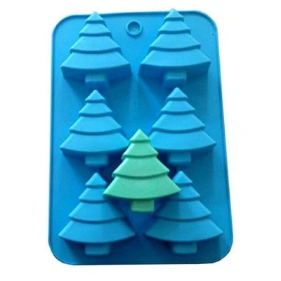 Image of Allforhome 6 Christmas Tree Silicone Cake Baking Mold Pan Handmade Soap Moulds Biscuit Chocolate Ice Cube Tray DIY