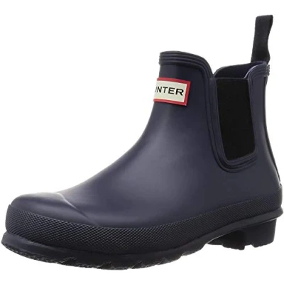Image of Hunter Womens Original Chelsea Rubber Winter Waterproof Rain Ankle Boots Midnight 7 Navy