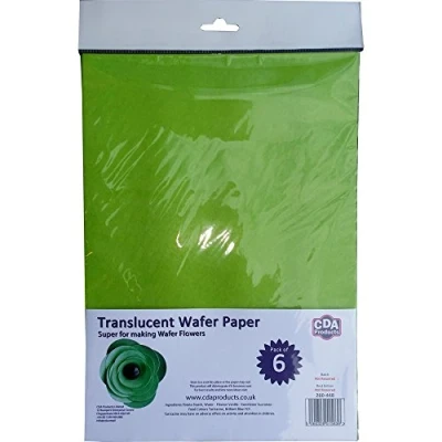 Image of Pack of 6 A4 Premium Translucent Bright Green Edible Wafer Paper Sheets (Rice Paper) by CDA Products 260 448