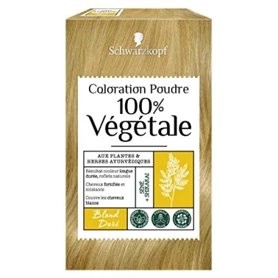 Image of Schwarzkopf 100% Vegetable Natural Powder Hair Colour Covers White Long Lasting Vegan Formula Henna Golden Blonde