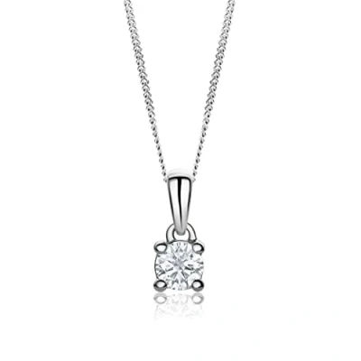 Image of MIORE 0.20 carat Diamond Necklace for Women, Solitaire in 14 585 White Gold 45 cm chain with 4 prong pendant delivered jewellery box