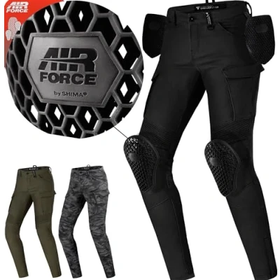 Image of SHIMA GIRO 2.0 LADY Motorradhose Damen Elastische, Slim Fit, Cargo Biker Hose mit DuraQL Schicht, Knie und Hüft Protektoren, Oberschenkeltaschen (Schwarz, 24 LONG)