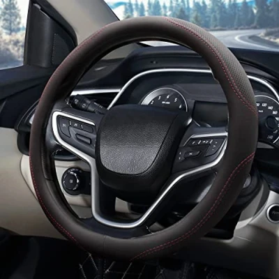 Image of Pahajim Steering Wheel Covers Soft Microfiber Leather Car Cover 15 Inch, Comfort Durability Safety Sleeve Protector Interior Accessories for Women&amp;Men (Black Red Line)