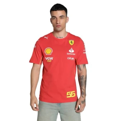Image of PUMA Scuderia Ferrari Men&#039;s 2024 Carlos Sainz Tshirt Burnt Red Size: Small