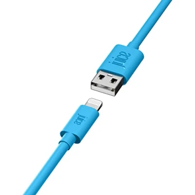 Image of Juice Apple iPhone Lightning 3m Charger and Sync Cable for 13, 13 Pro, 12 Pro Mini, SE, 11, XS, XR, X, 8, 7, 6, 5, iPad, Air, Airpods Aqua