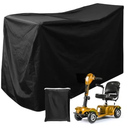 Image of Heavy Duty Mobility Scooter Cover, 190D Oxford Waterproof Anti UV Wheelchair Storage Dust Motorbike Protector for Most Scooter(190X71X117cm)