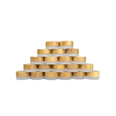 Image of WACHSMANN Refillable Glass Jars with Bamboo Lid 5 ml, 20 pcs for DIY Sustainable Natural Cosmetics, Travel Container Ointments &amp; Lotions