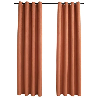Image of vidaXL Blackout Curtains with Metal Rings 2 pcs Rust 140x175 cm