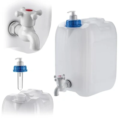 Image of KADAX Water Canister with Drain Tap, Container Spout, Integrated Tap and Soap Dispenser, Camping Tank Travel (10 Litres)